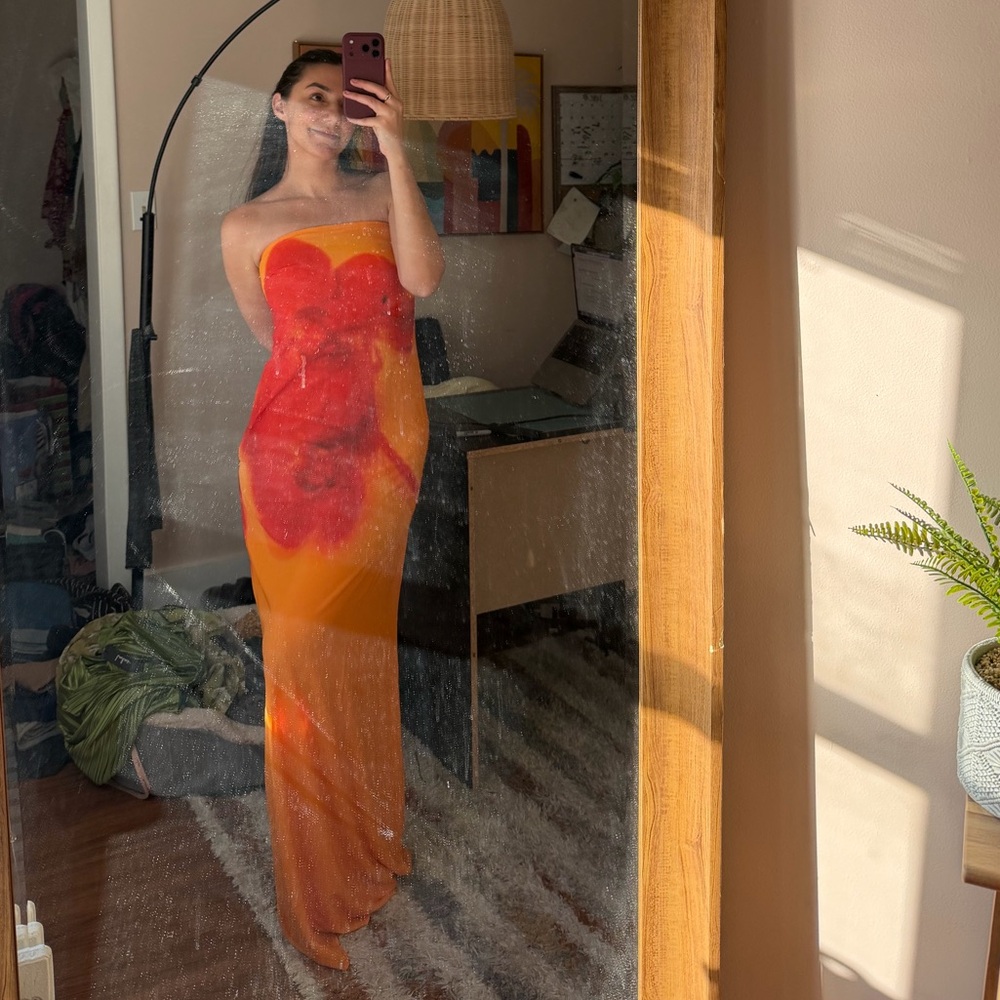 Meshki Amaya Strapless Chiffon Maxi Dress